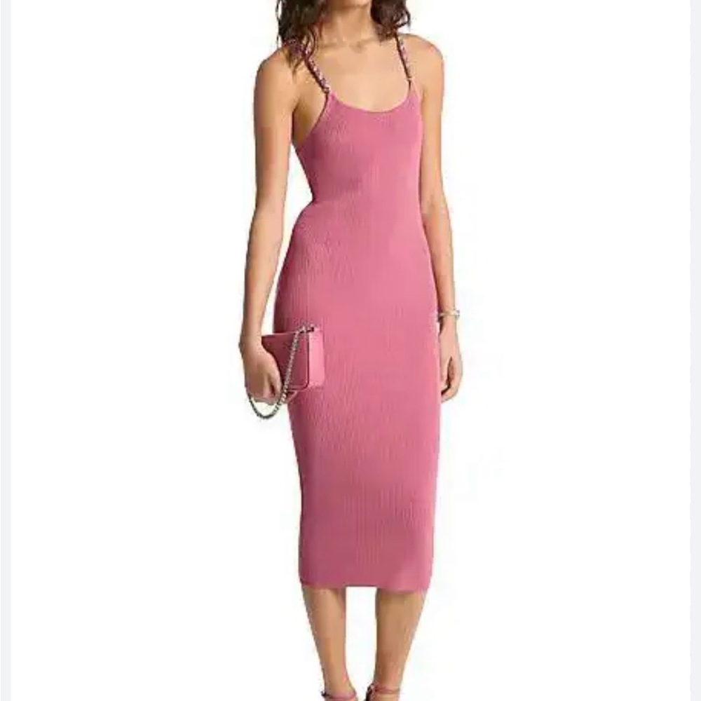 Almost Famous Rose Pink Ribbed Midi Tank Dress